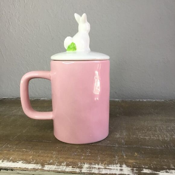B Harbor Hip Hop Pink Bunny Spring Easter Cottaagecore Country Mug with Lid - Picture 3 of 5